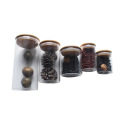 empty mini high quality clear glass spice storage jar with bamboo cork lid  BJ-407A